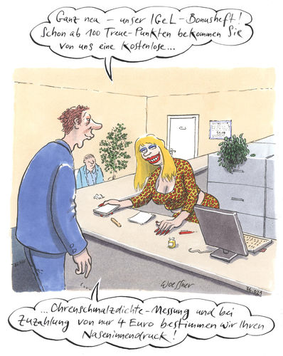 Cartoon: Igel Bonusheft (medium) by woessner tagged igel,bonusheft,arzt,arztpraxis,arzthelferin,sprechstundenhilfe,individuelle,gesundheitsleistung,abzocke,nutzlos,zuverdienst,geldquelle,wegelagerer,geldgier,zubrot,medizin,missbrauch,igel,bonusheft,arzt,arztpraxis,arzthelferin,sprechstundenhilfe,individuelle,gesundheitsleistung,abzocke,nutzlos,zuverdienst,geldquelle,wegelagerer,geldgier,zubrot,medizin,missbrauch