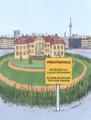 Cartoon: insel privatschule (medium) by woessner tagged privatschule,ausbildung,armut,reichtum,elite,klasse,privatschule,schulde,bildung,wissen,ausbildung,erziehung,arm,reich,armut,reichtum,quote,gerechtigkeit,ungerechtigkeit,eltern,kinder,elite,klasse,klassengesellschaft