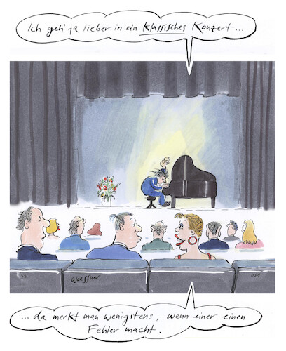 Cartoon: Klassisches Konzert (medium) by woessner tagged cartoons,karikaturen,woessner,mäkeln,mäkelei,atonal,disharmonisch,hörgewohnheiten,musikwissenschaft,musikerinnen,philharmonie,orchester,solistinnen,pianistinnen,symphonieorchester,klassisches,konzert,musikgenuss,kritiksucht,fehlersuche,hochleistung,perfektionismus,moderne,freie,musik,jazz,improvisation,zwölftonmusik,nörgelei,nörgeln,cartoons,karikaturen,woessner,mäkeln,mäkelei,atonal,disharmonisch,hörgewohnheiten,musikwissenschaft,musikerinnen,philharmonie,orchester,solistinnen,pianistinnen,symphonieorchester,klassisches,konzert,musikgenuss,kritiksucht,fehlersuche,hochleistung,perfektionismus,moderne,freie,musik,jazz,improvisation,zwölftonmusik,nörgelei,nörgeln