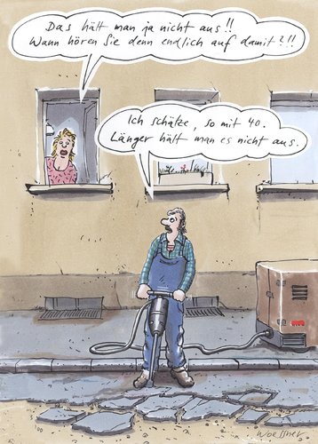 Cartoon: Lärm aushalten (medium) by woessner tagged aushalten,lärm,emission,lärmschutz,lärmbelästigung,arbeit,arbeitsplatz,strassenbau,belastung,gehör,hören,aushalten,lärm,emission,lärmschutz,lärmbelästigung,arbeit,arbeitsplatz,strassenbau,belastung,gehör,hören