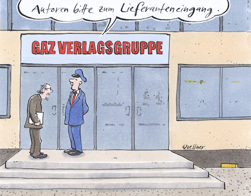 Cartoon: Lieferanteneingang QUERFORMAT (medium) by woessner tagged woessner,karikaturen,cartoons,autorinnen,dichterinnen,produzenten,vermarkter,vertreiber,komponisten,künstler,freischaffende,kreative,berufe,urheberinnen,lieferanteneingang,autoren,verlage,rangstufe,wichtig,unwichtig,ansehen,lieferant,dienstbote,dienstleister,rangfolge,rang,verachtung,missachtung,schlechte,behandlung,woessner,karikaturen,cartoons,autorinnen,dichterinnen,produzenten,vermarkter,vertreiber,komponisten,künstler,freischaffende,kreative,berufe,urheberinnen,lieferanteneingang,autoren,verlage,rangstufe,wichtig,unwichtig,ansehen,lieferant,dienstbote,dienstleister,rangfolge,rang,verachtung,missachtung,schlechte,behandlung