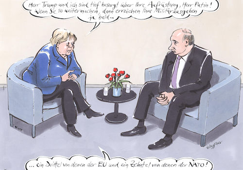 Cartoon: Militärausgaben (medium) by woessner tagged freimut,woessner,karikaturen,cartoons,angela,wladimir,militarismus,westen,osten,kalter,krieg,wettrüsten,militärisch,industrieller,komplex,militäreinsätze,angriffskrieg,imperialismus,militärausgaben,vergleich,merkel,putin,russland,eu,nato,verteidigungsausgaben,verteidigungsetat,militär,landesverteidigung,europa,europäische,union,usa,nordamerika,waffenindustrie,freimut,woessner,karikaturen,cartoons,angela,wladimir,militarismus,westen,osten,kalter,krieg,wettrüsten,militärisch,industrieller,komplex,militäreinsätze,angriffskrieg,imperialismus,militärausgaben,vergleich,merkel,putin,russland,eu,nato,verteidigungsausgaben,verteidigungsetat,militär,landesverteidigung,europa,europäische,union,usa,nordamerika,waffenindustrie