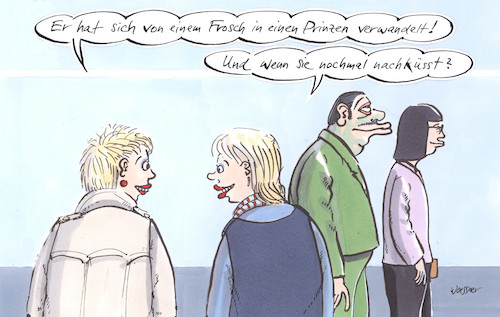 Cartoon: nachküssen (medium) by woessner tagged woessner,karikaturen,cartoons,nachküssen,liebe,statussymbol,anerkennung,erotik,beziehung,pärchen,paarbeziehung,ansehen,ansehnlich,froschkönig,märchen,frosch,prinz,schönheit,aussehen,schönheitswahn,tratsch,ablästern,mobbing,klatsch,klatschenmn,tratschen,geschwätzschön,hübsch,gutaussehend,hässlich,hässlichkeit,woessner,karikaturen,cartoons,nachküssen,liebe,statussymbol,anerkennung,erotik,beziehung,pärchen,paarbeziehung,ansehen,ansehnlich,froschkönig,märchen,frosch,prinz,schönheit,aussehen,schönheitswahn,tratsch,ablästern,mobbing,klatsch,klatschenmn,tratschen,geschwätzschön,hübsch,gutaussehend,hässlich,hässlichkeit