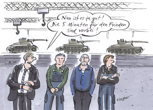 Cartoon: panzerfabrik (medium) by woessner tagged panzerfabrik,gedenkminute,frieden,waffenfabrik,waffenhandel,waffenexport,friede,pazifismus,krieg,betrieb,gewerkschaft,belegschaft,betriebsleitung,chef,arbeitgeber,waffenindustrie,arbeitsniederlegung,streik,warnstreik,arbeitnehmer,arbeiter,angestellte,woessner,karikaturen,cartoon,friedensbewegung,angriffskrieg,militär,bundeswehr,panzerfabrik,gedenkminute,frieden,waffenfabrik,waffenhandel,waffenexport,friede,pazifismus,krieg,betrieb,gewerkschaft,belegschaft,betriebsleitung,chef,arbeitgeber,waffenindustrie,arbeitsniederlegung,streik,warnstreik,arbeitnehmer,arbeiter,angestellte,woessner,karikaturen,cartoon,friedensbewegung,angriffskrieg,militär,bundeswehr