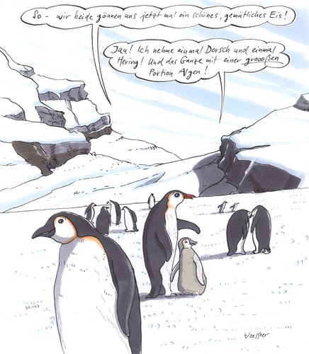 Cartoon: pinguineis (medium) by woessner tagged pinguin,eis,essen,fisch,algen,mutter,kind,luxus,konsum,belohnung,tiere,antarktis,winter,schnee,pinguin,eis,essen,fisch,algen,mutter,kind,luxus,konsum,belohnung,tiere,antarktis,winter,schnee