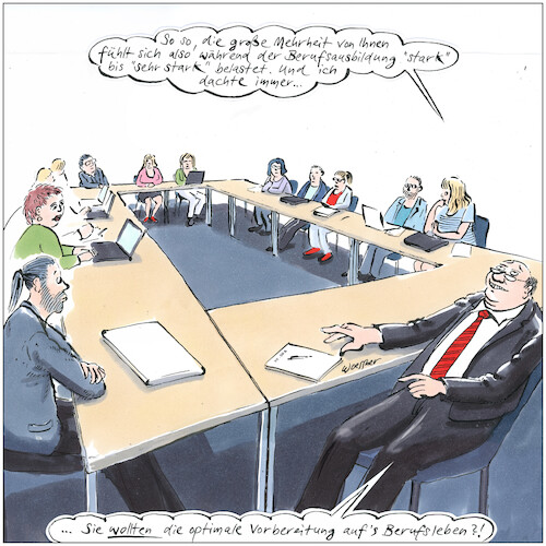 Cartoon: praxisnahe Berufsausbildung (medium) by woessner tagged cartoons,karikaturen,woessner,studenten,studentinnen,studierende,auszubildende,lehrling,berufsbildend,professor,berufsschullehrer,schüler,berufsschüler,praxisnahe,berufsausbildung,belastung,vorbereitung,aufs,berufsleben,bildung,erziehung,ausbildung,ausbilder,seminar,workshop,unterrichtseinheit,berufsschule,universität,akademie,cartoons,karikaturen,woessner,studenten,studentinnen,studierende,auszubildende,lehrling,berufsbildend,professor,berufsschullehrer,schüler,berufsschüler,praxisnahe,berufsausbildung,belastung,vorbereitung,aufs,berufsleben,bildung,erziehung,ausbildung,ausbilder,seminar,workshop,unterrichtseinheit,berufsschule,universität,akademie