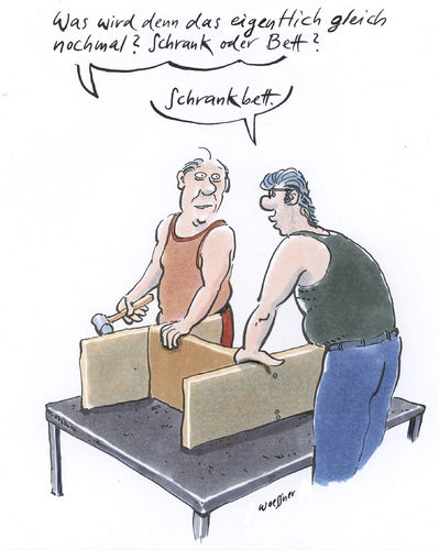 Cartoon: Schrankbett (medium) by woessner tagged woessner,karikatur,cartoon,möbel,bett,schrank,marke,eigenbau,wohnen,einrichtung,selbermachen,holz,schrankbett,heimwerker,heimwerken,baumarkt,do,it,yourself,selbst,ist,der,mann,männer,kumpels,freunde,freundschaft,nachbarschaft,werkstatt,werkzeug,homo,faber,woessner,karikatur,cartoon,möbel,bett,schrank,marke,eigenbau,wohnen,einrichtung,selbermachen,holz,schrankbett,heimwerker,heimwerken,baumarkt,do,it,yourself,selbst,ist,der,mann,männer,kumpels,freunde,freundschaft,nachbarschaft,werkstatt,werkzeug,homo,faber