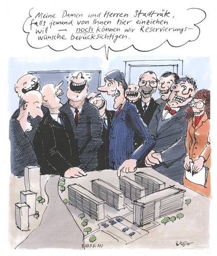 Cartoon: stadträte (medium) by woessner tagged reservierungswünsche,stadtrat,politik,wohnungsbau,stadtplanung,trabantenstadt,wohnwert,lebensqualität,reichtum,armut,reservierungswünsche,stadtrat,politik,wohnungsbau,stadtplanung,trabantenstadt,wohnwert,lebensqualität,reichtum,armut