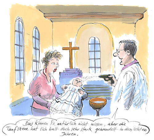 Cartoon: Taufszene (medium) by woessner tagged cartoons,karikaturen,woessner,taufbecken,altar,geistlicher,pfarrer,seelsorger,katholisch,evangelisch,katholizismus,protestantismus,szene,mode,trend,trendsetter,gottesdienst,taufszene,zeremonie,ritus,taufe,zeitgeist,wasserpistole,anbiederung,kirche,religion,taufen,kirchlich,kleinkind,säugling,glaubensartikel,mitgliedschaft,aufnahme,glaubensgemeinschaft,religiös,cartoons,karikaturen,woessner,taufbecken,altar,geistlicher,pfarrer,seelsorger,katholisch,evangelisch,katholizismus,protestantismus,szene,mode,trend,trendsetter,gottesdienst,taufszene,zeremonie,ritus,taufe,zeitgeist,wasserpistole,anbiederung,kirche,religion,taufen,kirchlich,kleinkind,säugling,glaubensartikel,mitgliedschaft,aufnahme,glaubensgemeinschaft,religiös