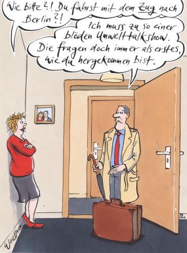 Cartoon: umwelttalkshow (medium) by woessner tagged umwelt,talkshow,medien,verkehr,klima,moral,bahn,politik,umwelt,talkshow,medien,verkehr,klima,moral,bahn,politik,verkehrsmittel,zug,emissionsschutz,emission,global warming,ozonloch,wetter,co2,treibhauseffekt,meerespiegelanstieg,umweltpolitiker,c02ausstoss,umweltpolitik,smog,umweltzerstörung,polarschmelze,erderwärmung,klimawandel,umweltverschmutzung,umweltschutz,g8 gipfel,global,warming,g8,polittalk,gipfel,ökologisch,energiekrise,öl,ölpreis,ölknappheit,ölkrise,diesel,benzin,energie,rohstoff,rohstoffmangel,ökosprit,benzinpreis,sprit,spritpreis,konsumverzicht,reisen