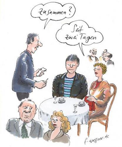 Cartoon: Zusammen? (medium) by woessner tagged man,woman,couple,coffee,frau,mann,paar,beziehung,zusammen,verliebt,restaurant,ober,kellner,bezahlen,rechnung,kneipe,frisch,bedienung,getrennt,trennung,liebe,verbundenheit,liebesgeschichte,gemeinschaft,lebensbund,liebesbündnis,partnersuche,anschluss,geliebte,geliebter,verhältnis,kontakt,bindung,band,freundschaft,lebenspartnerin,lebenspartner,freundin,freund,partnerin,partner,bündnis,bund,ehebund,partnerschaft,verlobung,verlobter,verlobte,kumpel,kumpanin,verknallt,verlobt