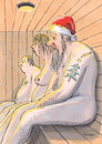 Weihnachtsmann in der Sauna