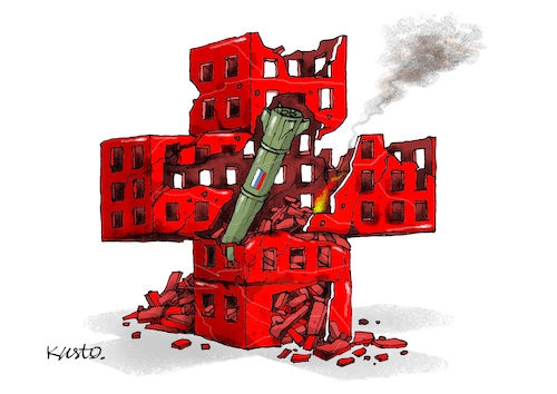 Cartoon: Deadly russian strike (medium) by kusto tagged war,ukraine,russia,missile,attack,war,ukraine,russia,missile,attack