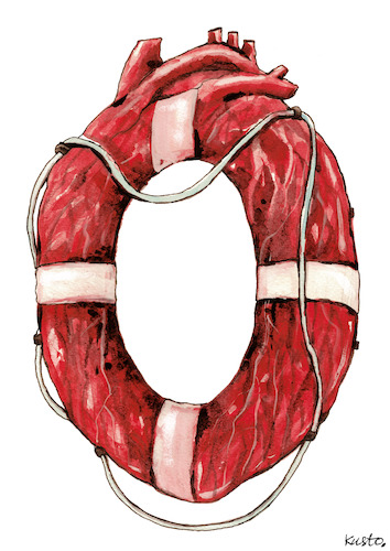 Cartoon: Lifebuoy (medium) by kusto tagged organ,donation,heart,medicine,help,organ,donation,heart,medicine,help