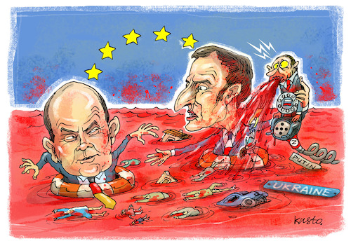 Cartoon: Scholz-Macron-Putinphone (medium) by kusto tagged scholz,macron,putin,war,ukraine,scholz,macron,putin,war,ukraine