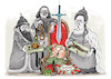 Cartoon: Sword of Damocles (small) by kusto tagged war,russia,putin