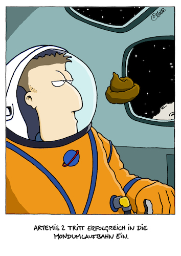 Cartoon: Artemis 2 (medium) by MosesCartoons tagged weltraum,mond,artemis,mondmission,raumfahrt,toilette,orbit,umlaufbahn,wc,mosescartoons,weltraum,mond,artemis,mondmission,raumfahrt,toilette,orbit,umlaufbahn,wc,mosescartoons