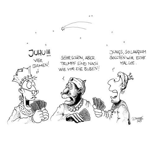 Cartoon: Dreikönigstreffen (medium) by MosesCartoons tagged dreikönigstreffen,skat,könig,könige,feiertag