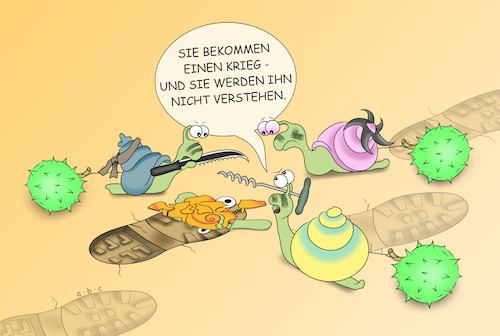 Cartoon: Auf Kriegspfad (medium) by a-b-c tagged indianer,rambo,krieg,kampf,fußabdruck,natur,pfad,schnecke,waffe,rache,vergeltung,unglück,unfall,abc,kaputt,totalschaden,schaden,zerstört,indianer,rambo,krieg,kampf,fußabdruck,natur,pfad,schnecke,waffe,rache,vergeltung,unglück,unfall,abc,kaputt,totalschaden,schaden,zerstört