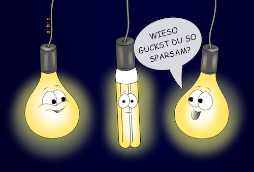 Cartoon: Energiesparlampe (medium) by a-b-c tagged abc,lampe,energie,energiesparlampe,sparen,verbrauch,strom,kosten,stromverbrauch,wirtschaft,leuchtmittel,klima,umwelt,klimakrise,licht,hell,dunkel,birne,led,energieeffizienz,lichtquelle,physik,abc,lampe,energie,energiesparlampe,sparen,verbrauch,strom,kosten,stromverbrauch,wirtschaft,leuchtmittel,klima,umwelt,klimakrise,licht,hell,dunkel,birne,led,energieeffizienz,lichtquelle,physik