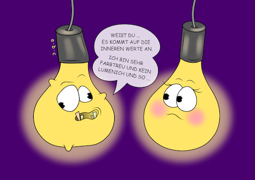 Cartoon: Lumenich (medium) by a-b-c tagged abc,glühbirne,led,licht,spottlicht,helligkeit,lumen,liebe,schönheit,hässlichkeit,eitelkeit,aussehen,partner,partnerschaft,ehe,freundschaft,strom,elektrizität,abc,glühbirne,led,licht,spottlicht,helligkeit,lumen,liebe,schönheit,hässlichkeit,eitelkeit,aussehen,partner,partnerschaft,ehe,freundschaft,strom,elektrizität