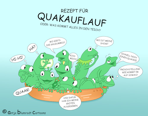 Cartoon: Quakauflauf (medium) by a-b-c tagged frosch,frösche,liebe,rezept,kochen,küche,kermit,muppet,show,teich,teig,quaken,quark,quarkauflauf,auflauf,froschart,amphibien,frosch,frösche,liebe,rezept,kochen,küche,kermit,muppet,show,teich,teig,quaken,quark,quarkauflauf,auflauf,froschart,amphibien