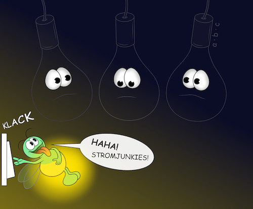 Cartoon: Stromjunkies (medium) by a-b-c tagged abc,strom,stromkabel,verbrauch,verbraucher,junkie,abhängigkeit,glühwürmchen,licht,lampen,energie,lichtschalter,dunkelheit,glühbirne,led,spottlichter,on,off,energiewende,tarif,stromrechnung,eegumlage,eeg,kosten,abc,strom,stromkabel,verbrauch,verbraucher,junkie,abhängigkeit,glühwürmchen,licht,lampen,energie,lichtschalter,dunkelheit,glühbirne,led,spottlichter,on,off,energiewende,tarif,stromrechnung,eegumlage,eeg,kosten