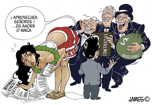 Cartoon: Ejemplo de PRIVATIZACION (medium) by JAMEScartoons tagged reforma,energetica,pemex,corrupcion,privatizacion,epn,petroleo,inversionista