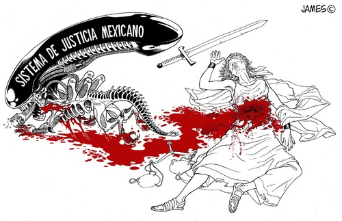 Cartoon: El hijo del la corrupcion impune (medium) by JAMEScartoons tagged alien,politico,carton,mexico,justicia,corrupcion