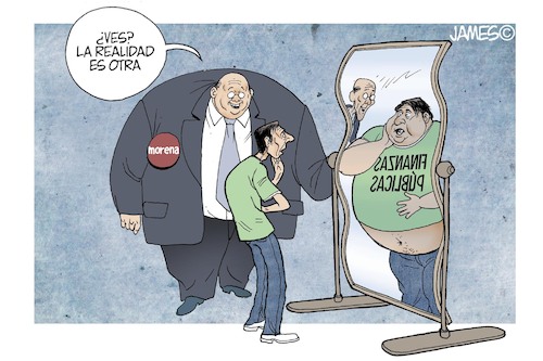 Cartoon: los otros datos (medium) by JAMEScartoons tagged mentiras,politicos,crisis,economia,fraude