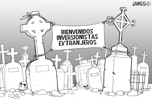 Cartoon: mensaje de bienvenida (medium) by JAMEScartoons tagged muerte,juarez,violencia,economia,panteon