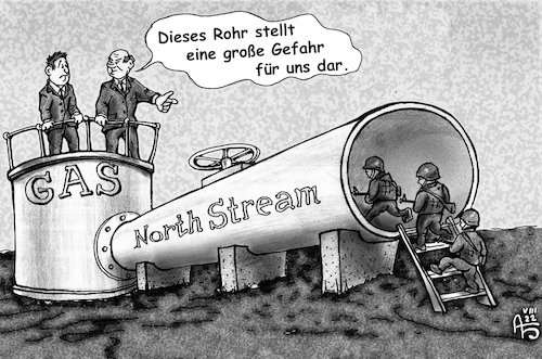 Cartoon: Gefährliches Rohr (medium) by Back tagged gas,gaz,scholz,nordstream,gaspipeline