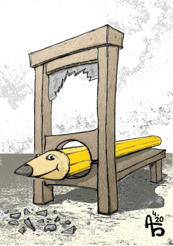 Cartoon: Guillotine (medium) by Back tagged guillotine,zeiten,repressalien,cartoon,karikaturist