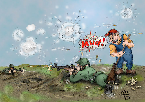 Cartoon: Janitor (medium) by Back tagged war