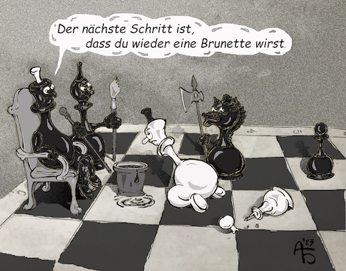 Cartoon: Neuanstrich (medium) by Back tagged aufprall,neuanstrich,schach,chess,kollision,konflikt,streitigkeit,streit,streitfall