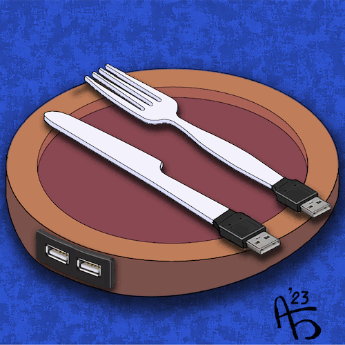 Cartoon: USB-Ernährung (medium) by Back tagged usb,ernährung,hightech,gadget,technologie