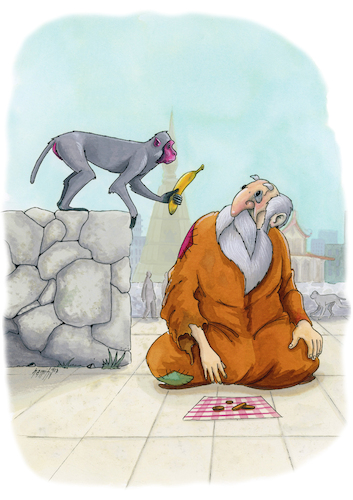 Cartoon: charity (medium) by hamitgis tagged charity,hamit,monkey,hamitgis,cartoon,art