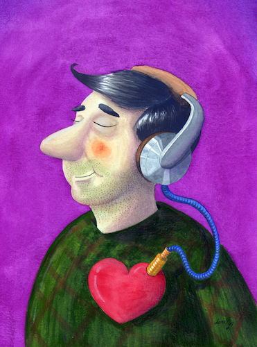 Cartoon: listen (medium) by hamitgis tagged hearth,listen,song,cartoon,art