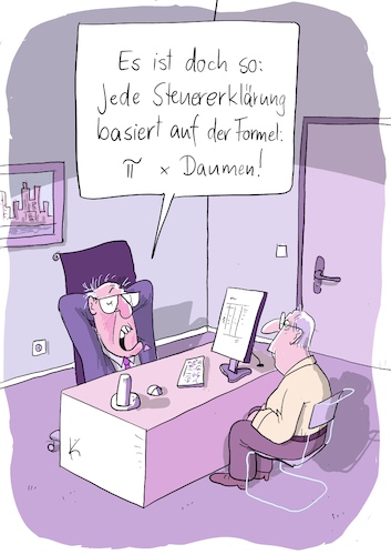 Cartoon: Steuererklärung (medium) by Kiefel tagged math2022,steuerberater,formel,pi,daumen,steuer