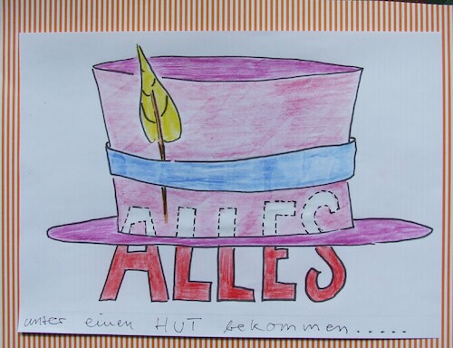 Cartoon: ALLES....unter einen Hut bringen (medium) by skätschup tagged alles,hut,kontrolle,im,griff,zufrieden,in,ordnung