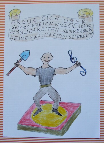 Cartoon: ENJOY WORK  FREE WILL CREATIVITY (medium) by skätschup tagged happy,joy,free,will,good,works,creative,music,art,humanity