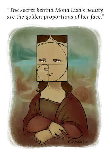 Cartoon: Golden Mona Lisa (medium) by SofaCamp tagged math2022