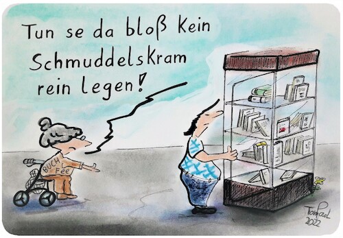 Cartoon: Am Bücherschrank (medium) by TomPauLeser tagged am,bücherschrank,buch,bücher,bestseller,buchfee,fee,schrank