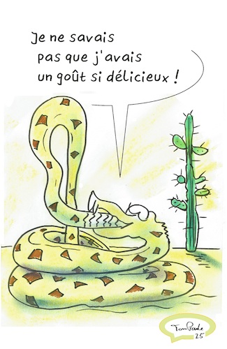 Cartoon: Annee du Serpent (medium) by TomPauLeser tagged annee,du,serpent,chine,chinois,secheresse,schlapplachsachen,tompaule,seche,penurie,deau,horoscope,sonnette,cactus,desert,monde,de,midgard,conflagration,ragnarök,ouroboros,retour,introspectif