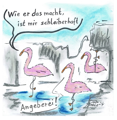 Cartoon: Flamingos (medium) by TomPauLeser tagged flamingo,flamingos,angeber,zoo,angeberei