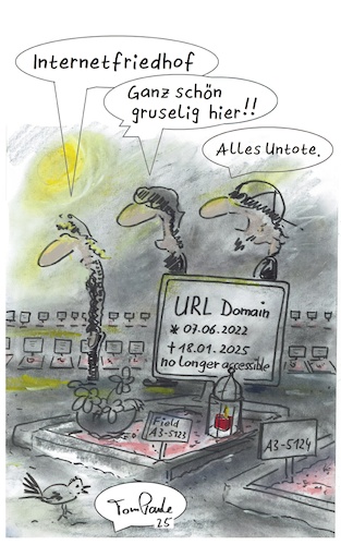 Cartoon: Internetfriedhof (medium) by TomPauLeser tagged internetfriedhof,friedhof,net,netz,domain,abgelaufen,grab,gräber,untote,grabstein,bildschirm,grablicht,mondschein