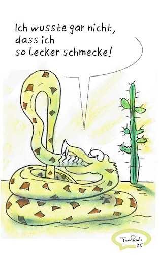 Cartoon: Jahr der Schlange (medium) by TomPauLeser tagged jahr,der,schlange,china,chinesisch,horoskop,klapperschlange,wüste,kaktus,midgardschlange,weltenschlange,weltenbrand,ragnarök,ouroboros,zurückkehren,introspektive