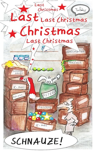 Cartoon: Kellergeister (medium) by TomPauLeser tagged kellergeister,xmas,einpacken,weihnachtskram,keller,last,christmas