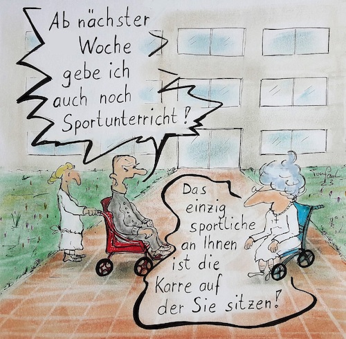 Cartoon: Lehrermangel (medium) by TomPauLeser tagged lehrermangel,sportunterricht,seniorensport,altensport,schulsport