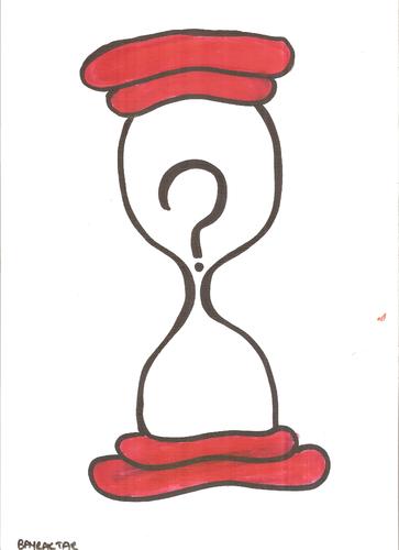 Cartoon: hourglass  and a question mark (medium) by Seydi Ahmet BAYRAKTAR tagged hourglass,and,question,mark
